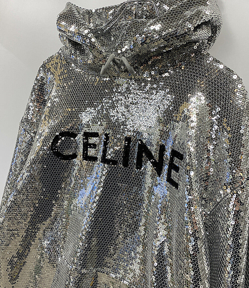 セリーヌ 美品 パーカー スパンコール シルバー 2Y975670Q      メンズ SIZE M  CELINE