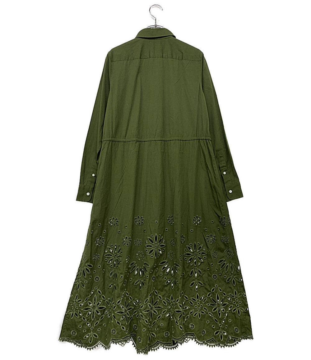 ポロ・ラルフローレン  アイレットエンブロイダリーコットンシャツドレス カーキ      レディース SIZE 4  POLO RALPH LAUREN