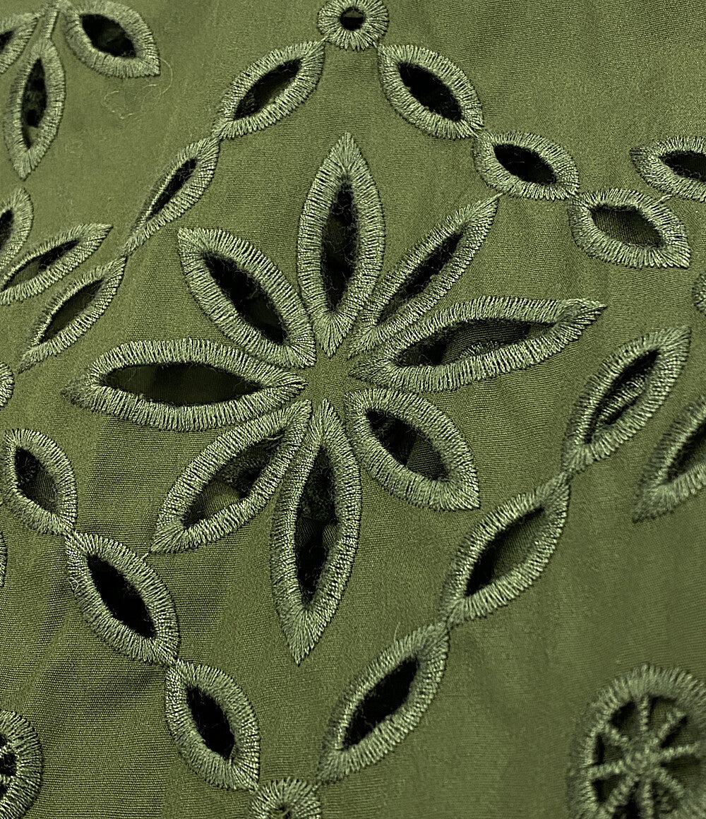 ポロ・ラルフローレン  アイレットエンブロイダリーコットンシャツドレス カーキ      レディース SIZE 4  POLO RALPH LAUREN