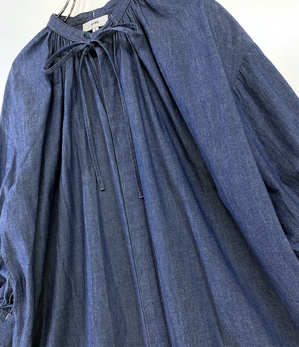 HYKE ワンピース CHAMBRAY GATHERED DRESS 2022ss レディース SIZE 1 HYKE ワンピース CHAMBRAY GATHERED DRESS 2022ss レディース SIZE 1