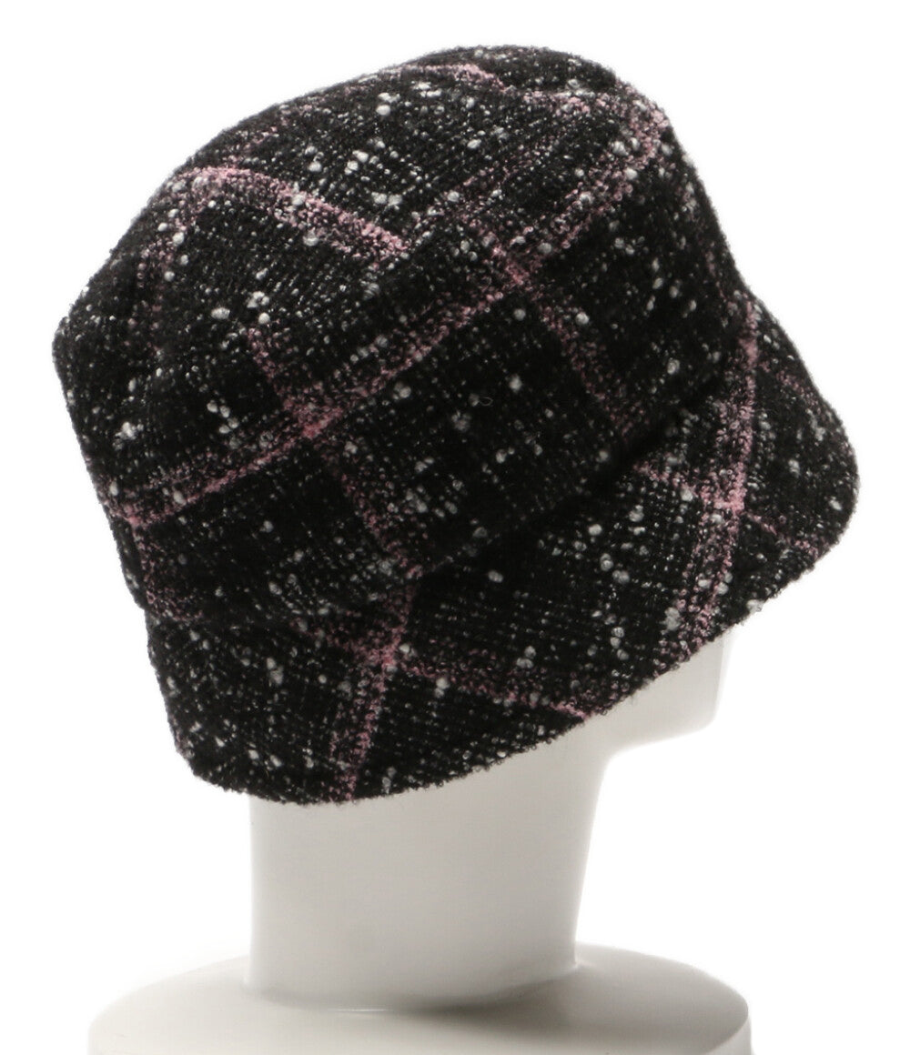 シャネル  ツイード バケットハット ブラック×ピンク      レディース SIZE M  CHANEL