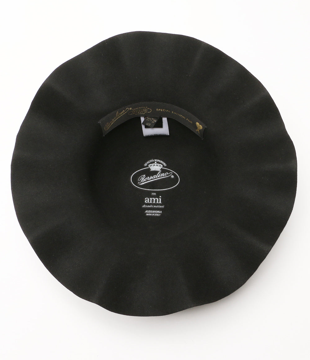美品 Borsalino AMI Alexandre Mattiussi ハット UHA260 UHA260 レディース SIZE 59 ボルサリーノ