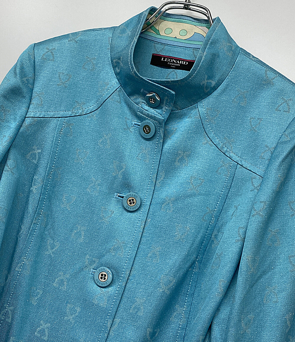 レオナール ジャケット ブルー シルク100 0358497 レディース SIZE 11AR LEONARD