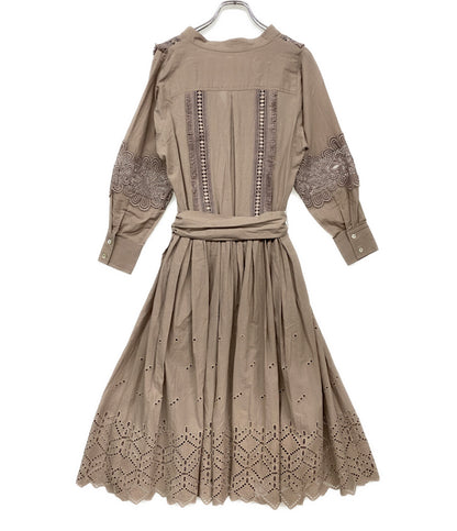 Her lip to ハーリップトゥ 長袖ワンピース ベージュ レース レディース SIZE M