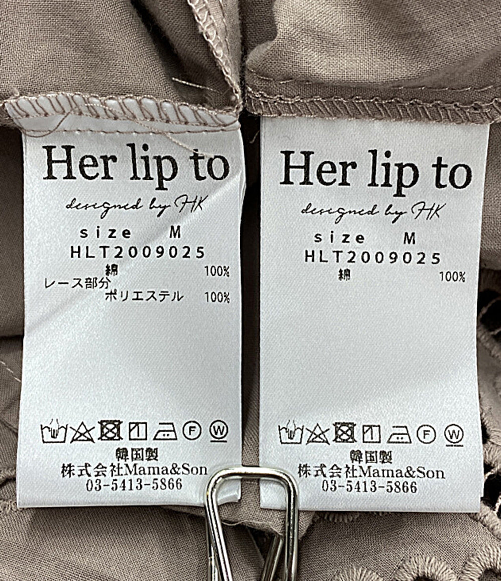 Her lip to ハーリップトゥ 長袖ワンピース ベージュ レース レディース SIZE M