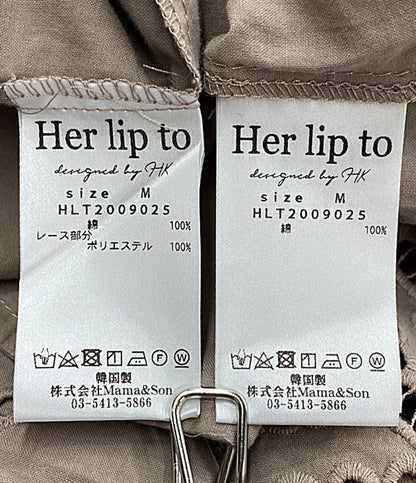 Her lip to ハーリップトゥ 長袖ワンピース ベージュ レース レディース SIZE M