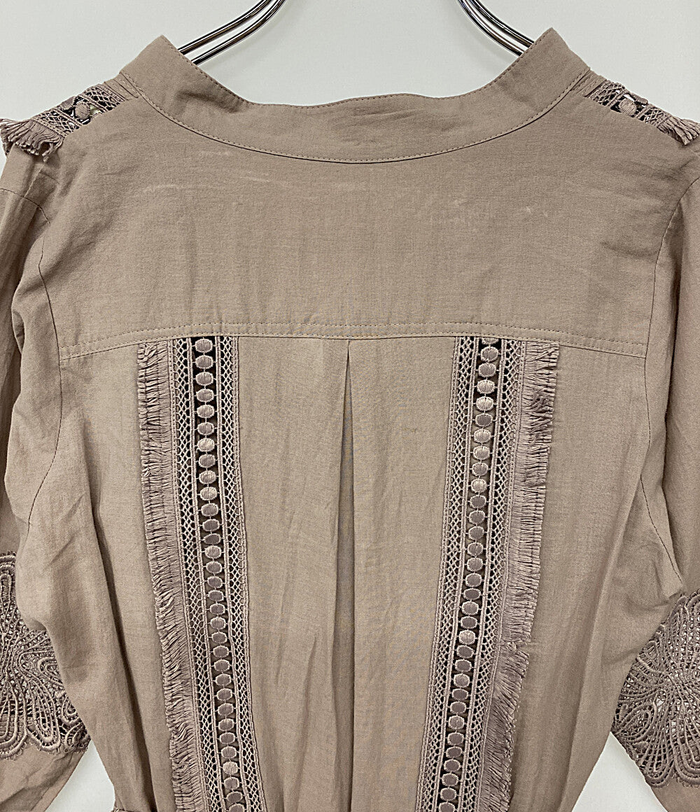 Her lip to ハーリップトゥ 長袖ワンピース ベージュ レース レディース SIZE M