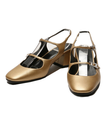 HERMES ジャッキー ゴールド パンプス レディース SIZE 37 エルメス