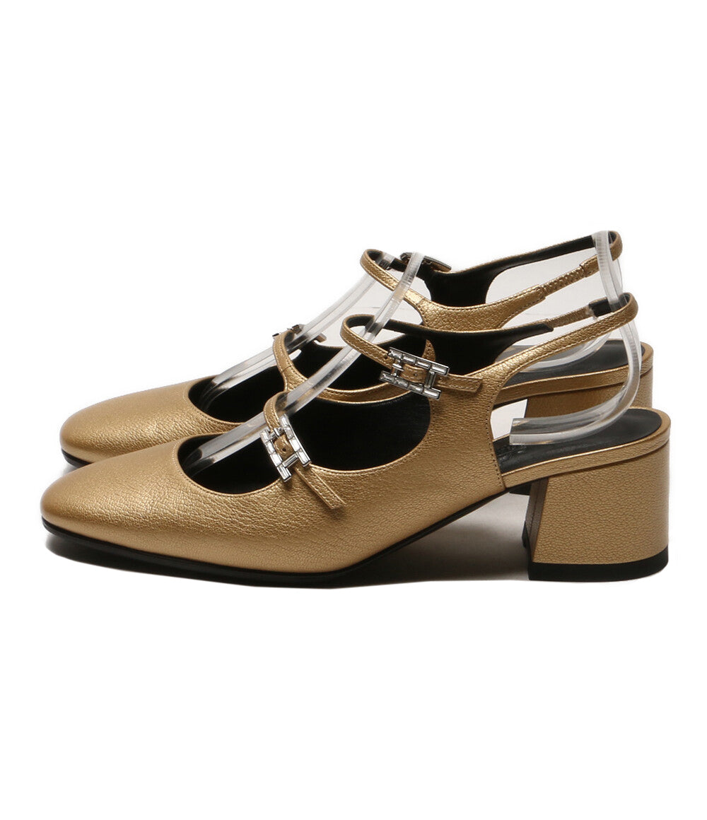 HERMES ジャッキー ゴールド パンプス レディース SIZE 37 エルメス