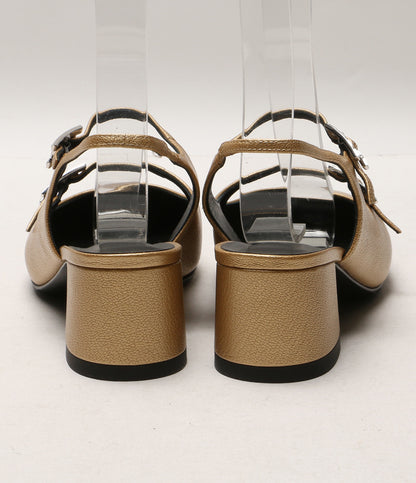 HERMES ジャッキー ゴールド パンプス レディース SIZE 37 エルメス