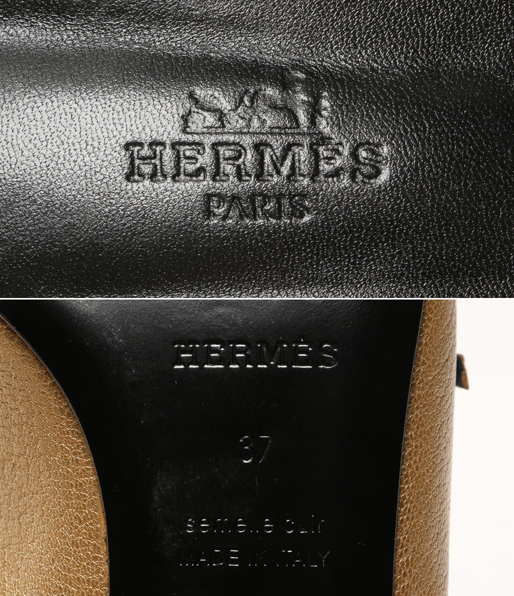 HERMES ジャッキー ゴールド パンプス レディース SIZE 37 エルメス