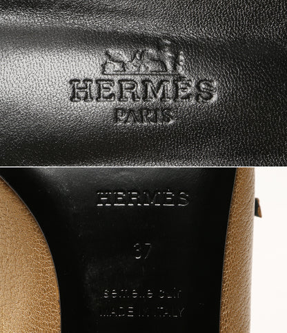 HERMES ジャッキー ゴールド パンプス レディース SIZE 37 エルメス
