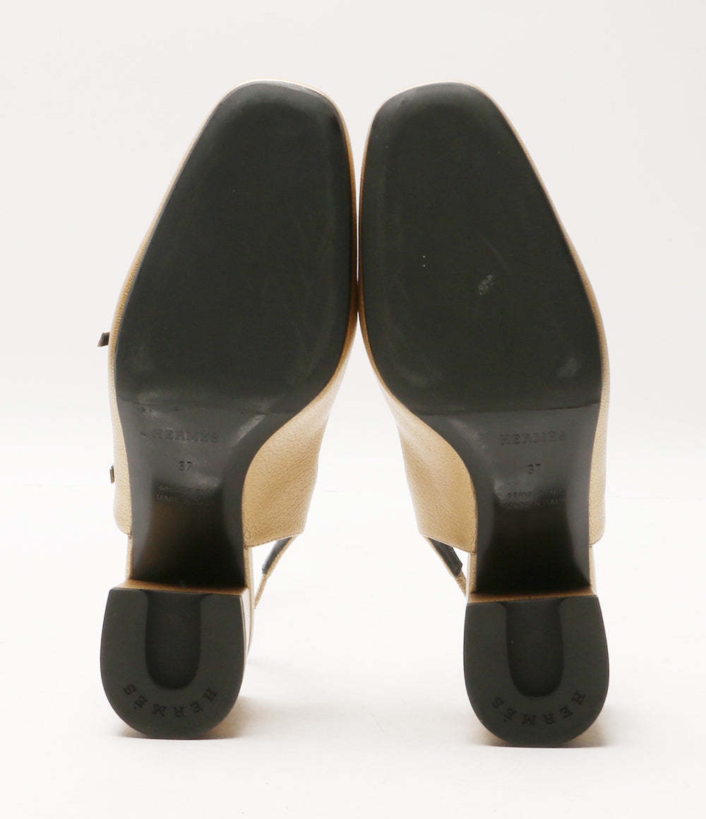 HERMES ジャッキー ゴールド パンプス レディース SIZE 37 エルメス