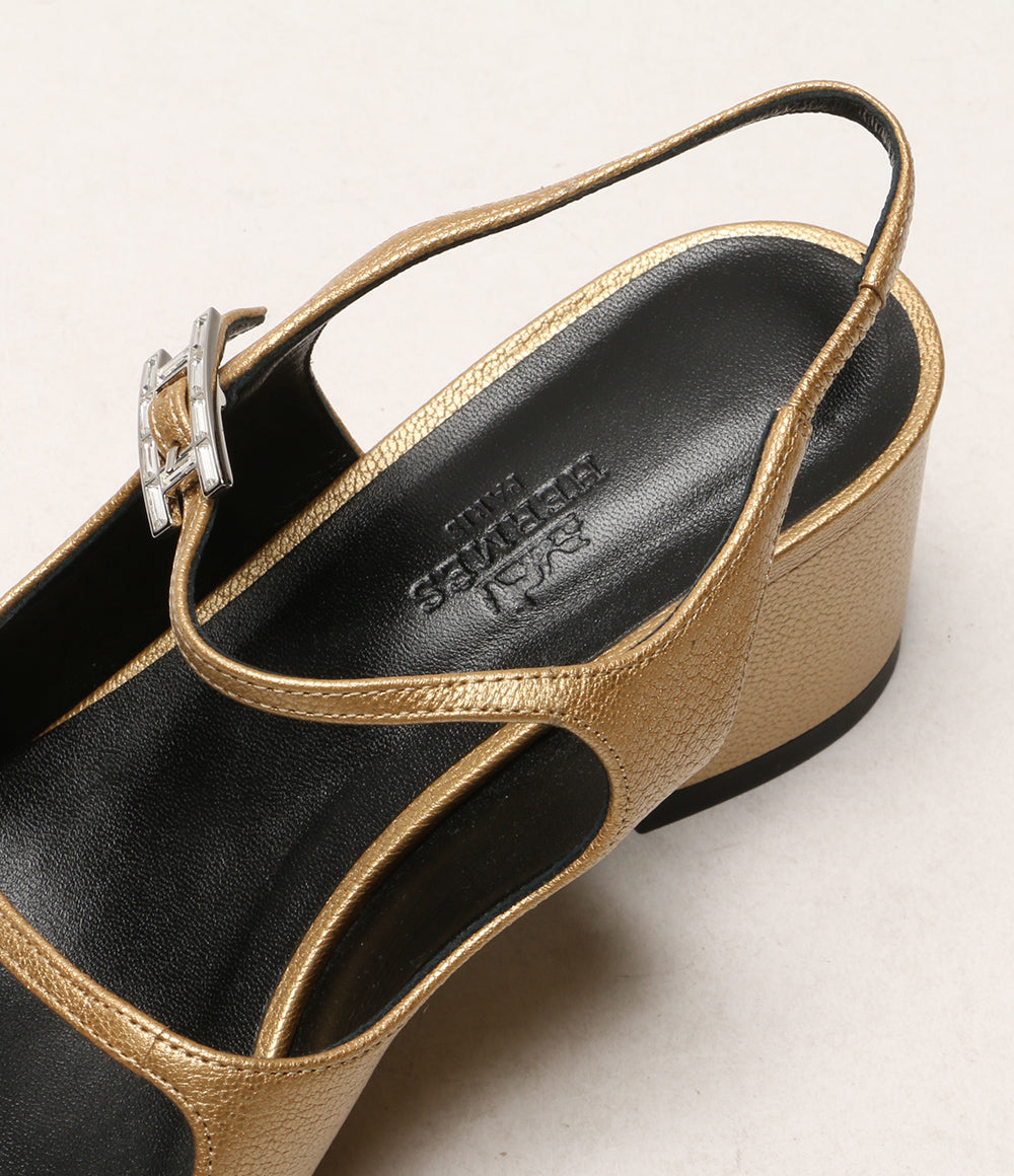 HERMES ジャッキー ゴールド パンプス レディース SIZE 37 エルメス