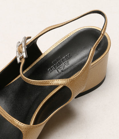 HERMES ジャッキー ゴールド パンプス レディース SIZE 37 エルメス