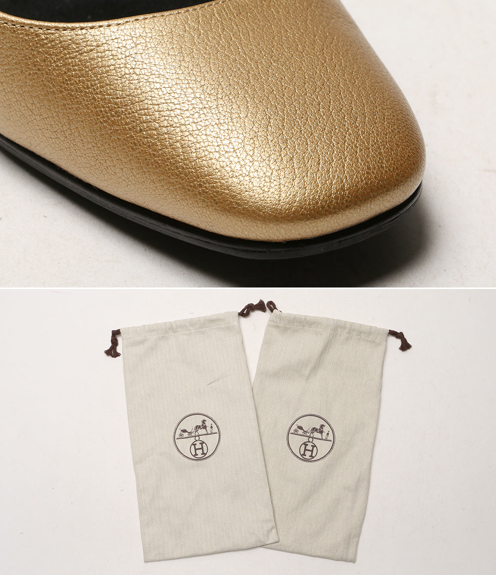 HERMES ジャッキー ゴールド パンプス レディース SIZE 37 エルメス