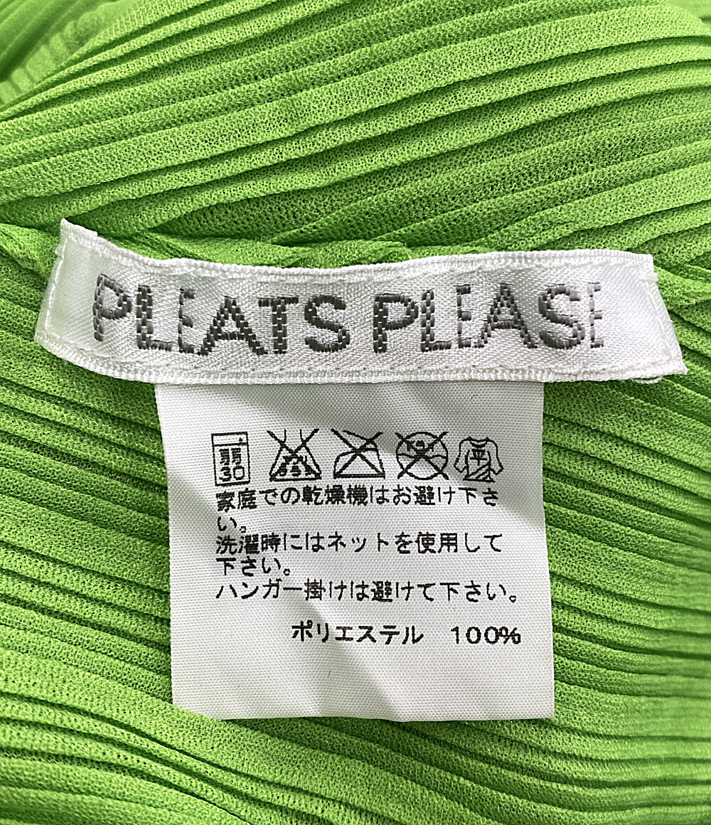 プリーツプリーズ 美品 半袖ワンピース グリーン PP31-FH371 レディース SIZE 3 PLEATS PLEASE