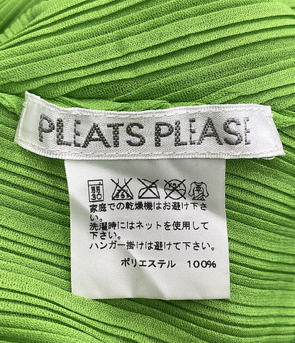 プリーツプリーズ 美品 半袖ワンピース グリーン PP31-FH371 レディース SIZE 3 PLEATS PLEASE