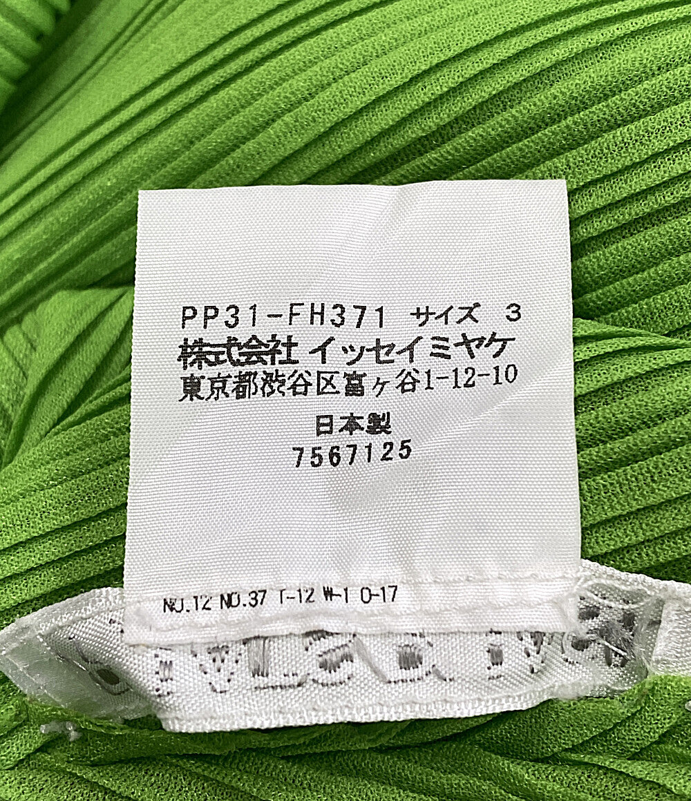 プリーツプリーズ 美品 半袖ワンピース グリーン PP31-FH371 レディース SIZE 3 PLEATS PLEASE