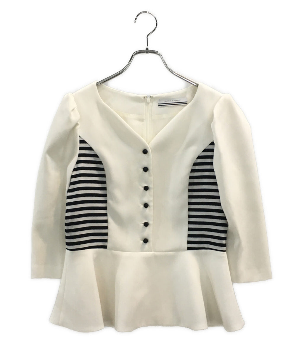 BORDERS at BALCONY ボーダーズアットバルコニー ハートネックツイルブラウス BD2221-3C-02 レディース SIZE 36