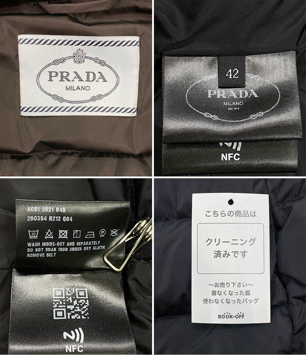 プラダ  ダウンコート ブラック 三角プレート      レディース SIZE 42  PRADA