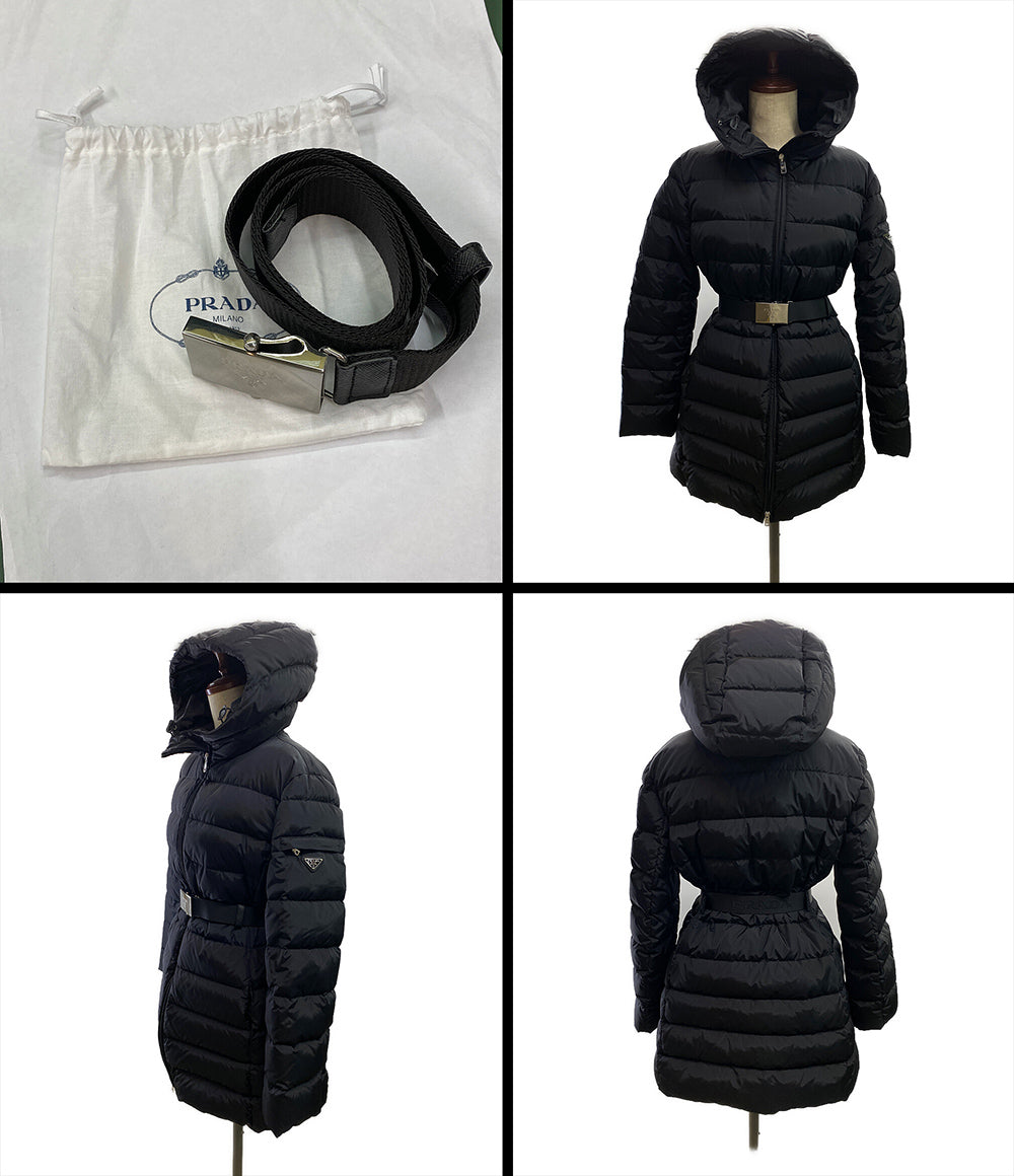プラダ  ダウンコート ブラック 三角プレート      レディース SIZE 42  PRADA