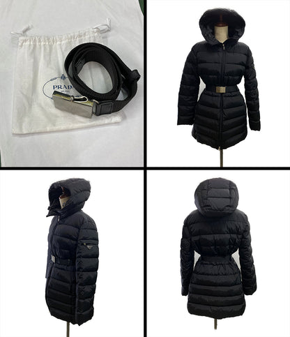 プラダ  ダウンコート ブラック 三角プレート      レディース SIZE 42  PRADA