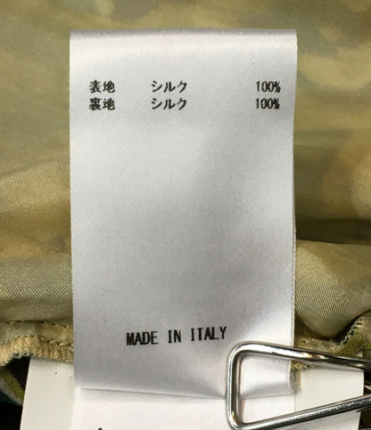 ROCHAS 長袖ワンピース イエロー総柄 総シルク プリーツ レディース SIZE 40 ロシャス