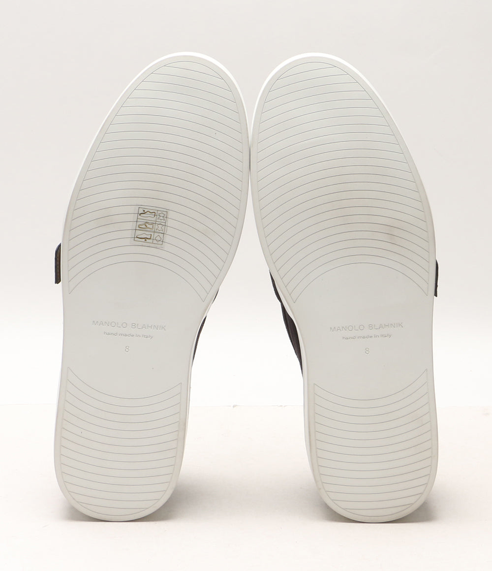 MANOLO BLAHNIK ローファー OLIVER ブラック×ホワイト メンズ SIZE 8 マノロブラニク