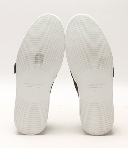 MANOLO BLAHNIK ローファー OLIVER ブラック×ホワイト メンズ SIZE 8 マノロブラニク