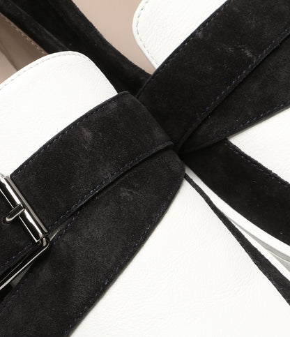 MANOLO BLAHNIK ローファー OLIVER ブラック×ホワイト メンズ SIZE 8 マノロブラニク