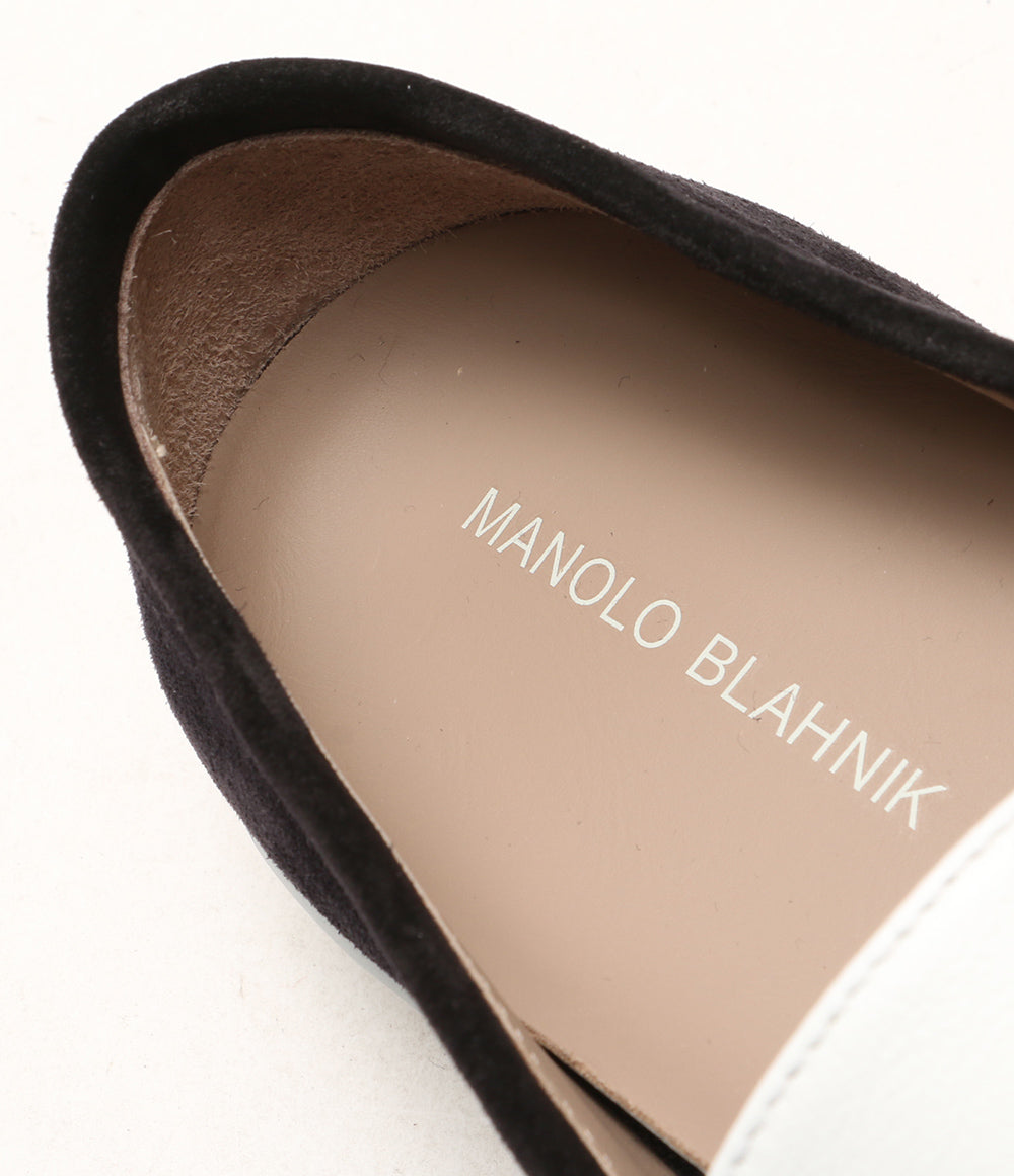 MANOLO BLAHNIK ローファー OLIVER ブラック×ホワイト メンズ SIZE 8 マノロブラニク