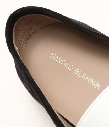 MANOLO BLAHNIK ローファー OLIVER ブラック×ホワイト メンズ SIZE 8 マノロブラニク