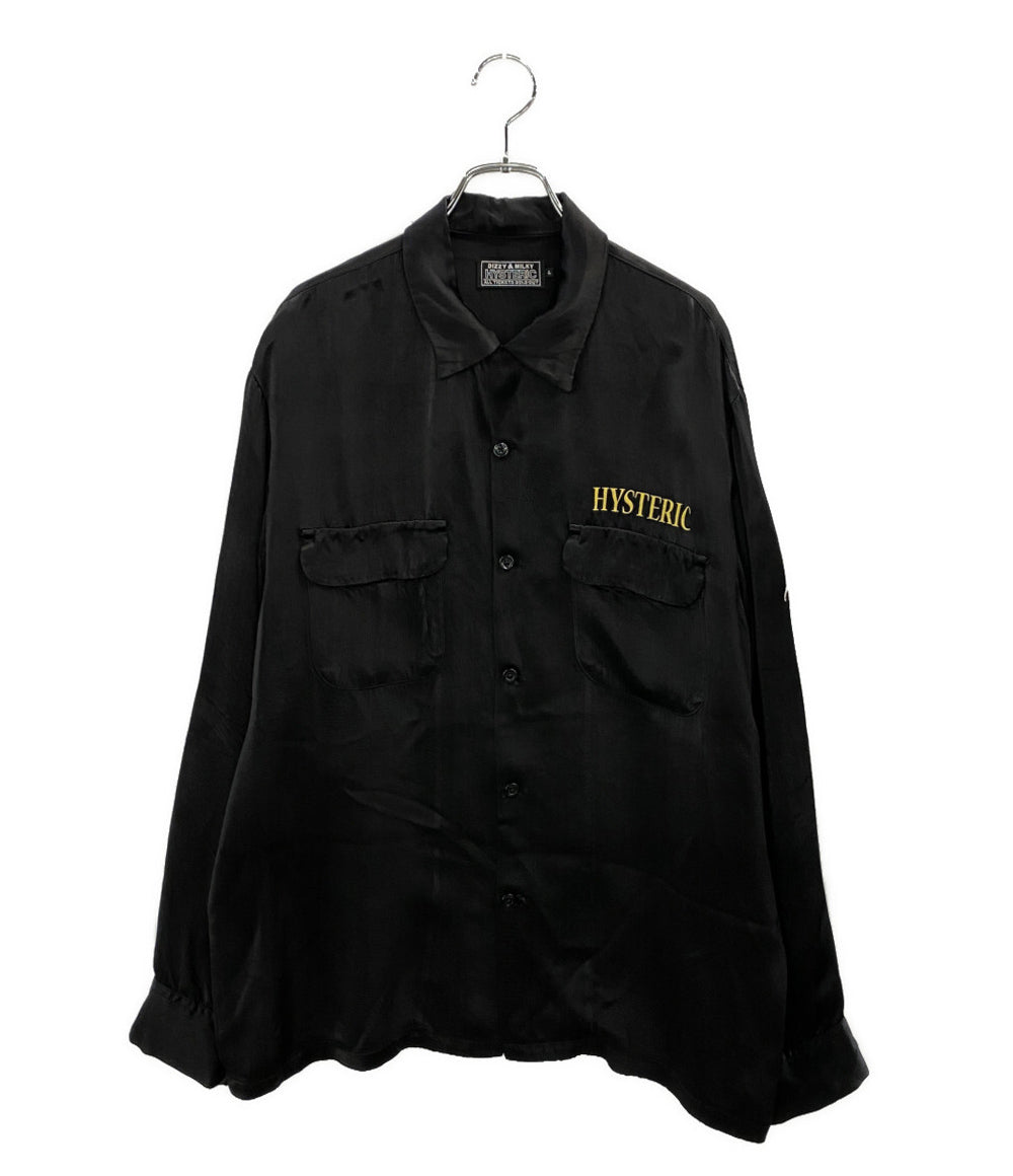 HYSTERIC GLAMOUR 長袖シャツ スーベニアシャツ ブラック 刺繍 02241AH14 メンズ SIZE L ヒステリックグラマー