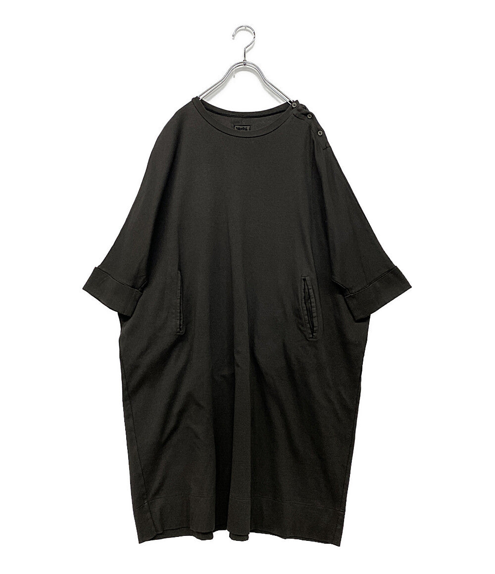 Mochi モチ 半袖ワンピース hm-21s-op-02 肩ボタン チャコールグレー レディース SIZE 1