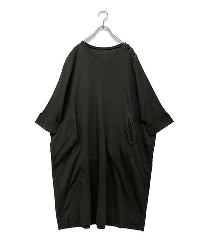 Mochi モチ 半袖ワンピース hm-21s-op-02 肩ボタン チャコールグレー レディース SIZE 1