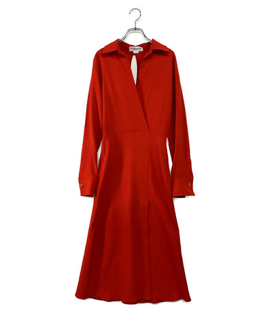 victoria beckham ヴィクトリアベッカム 長袖ワンピース レッド S22WDR003710A レディース SIZE UK4