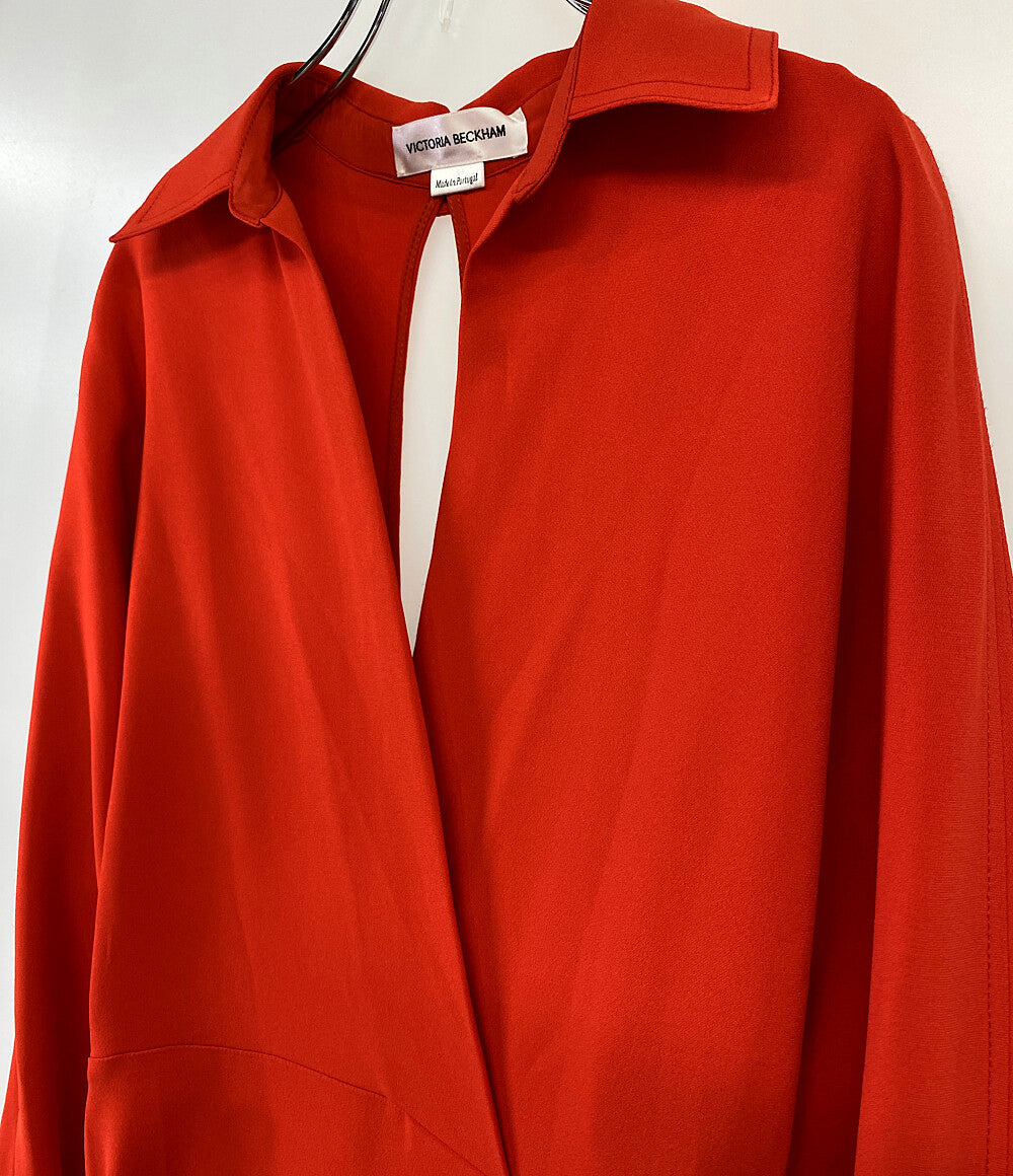 victoria beckham ヴィクトリアベッカム 長袖ワンピース レッド S22WDR003710A レディース SIZE UK4