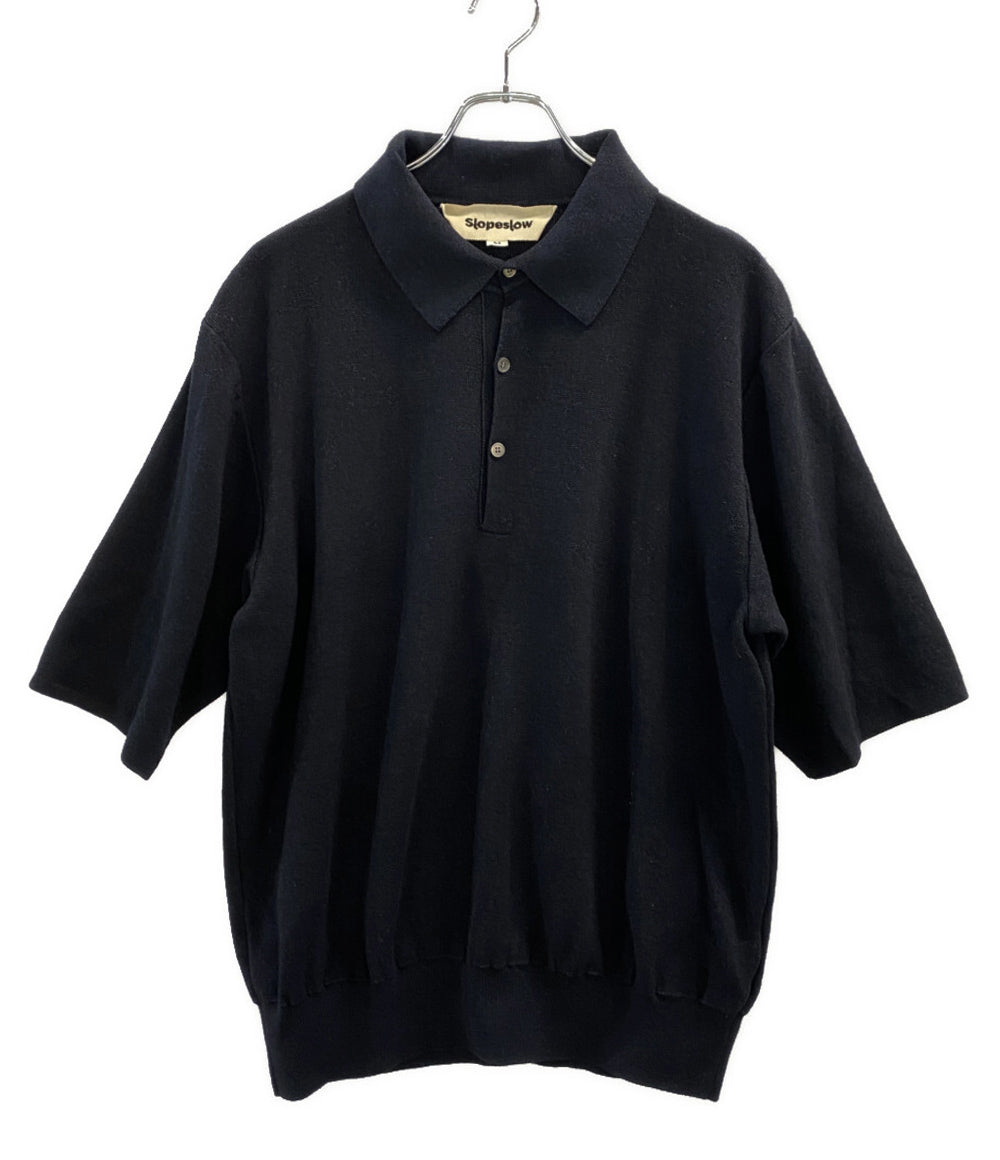 美品 スロープスロウ 半袖ニット ネイビー 24ss メンズ SIZE M slopeslow