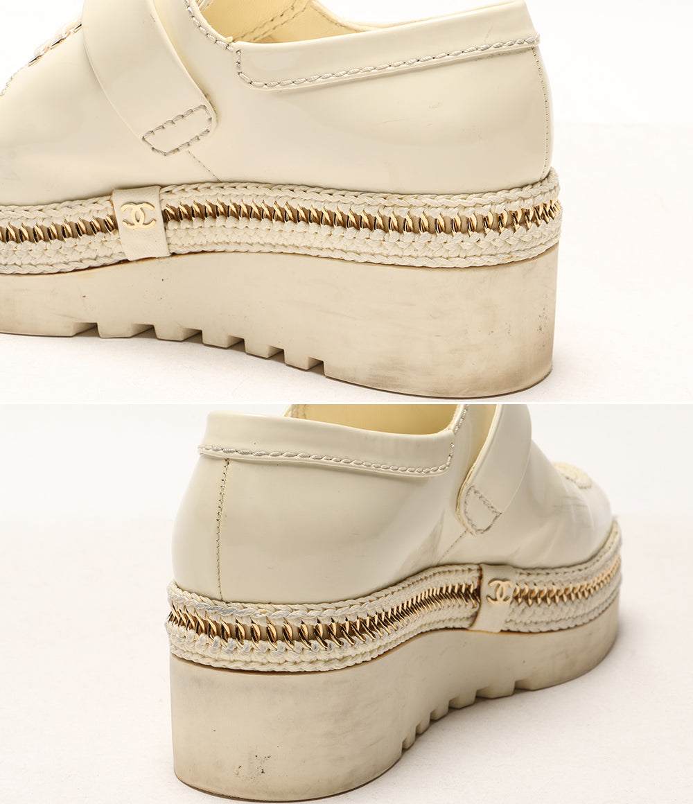 シャネル ローファー ココマーク エナメル ホワイト G37675 レディース