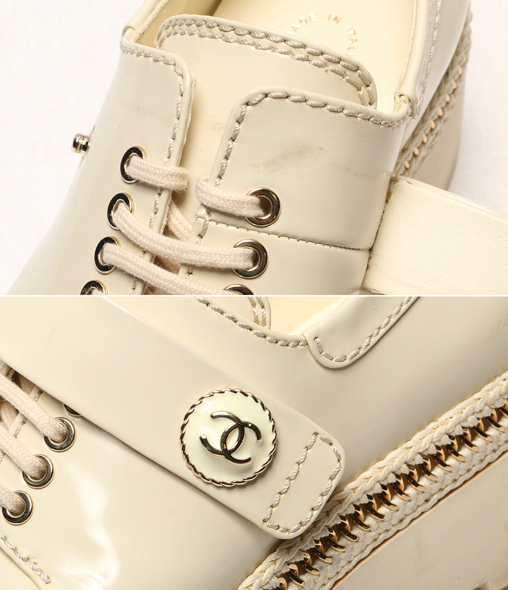 シャネル ローファー ココマーク エナメル ホワイト G37675 レディース