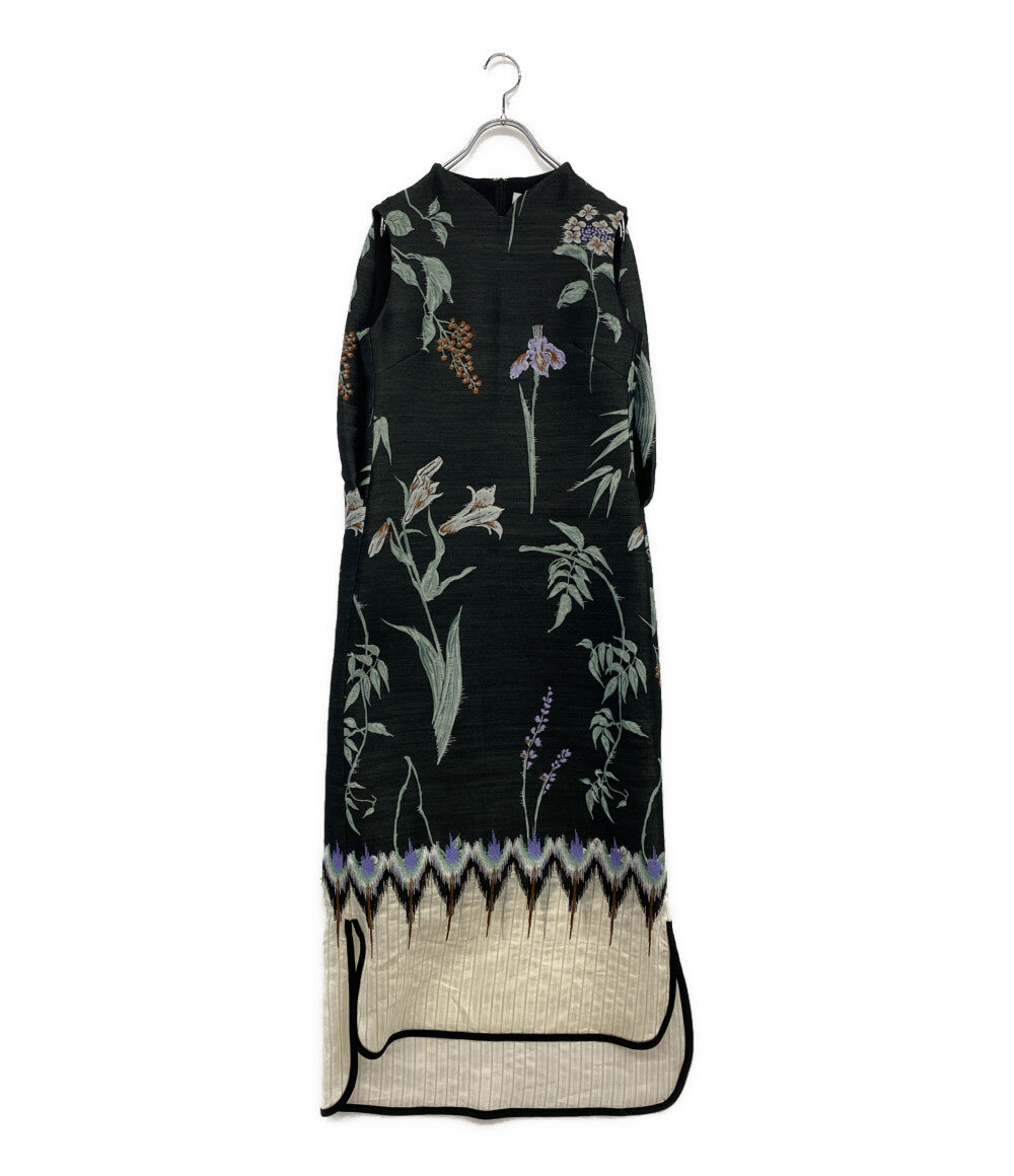 マメクロゴウチ ワンピース 刺繍ジャガードロングワンピ ダークグリーン ノースリーブ      レディース SIZE 1  Mame Kurogouchi