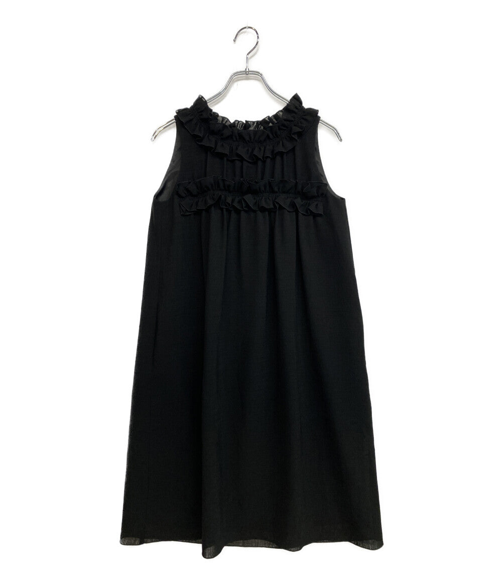 フォクシー 美品 ディジーリン ワンピース ブラック フリル 06400-DL00F32SI ノースリーブ      レディース SIZE 38  DAISY LIN FOXEY