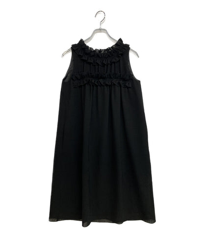 フォクシー 美品 ディジーリン ワンピース ブラック フリル 06400-DL00F32SI ノースリーブ      レディース SIZE 38  DAISY LIN FOXEY