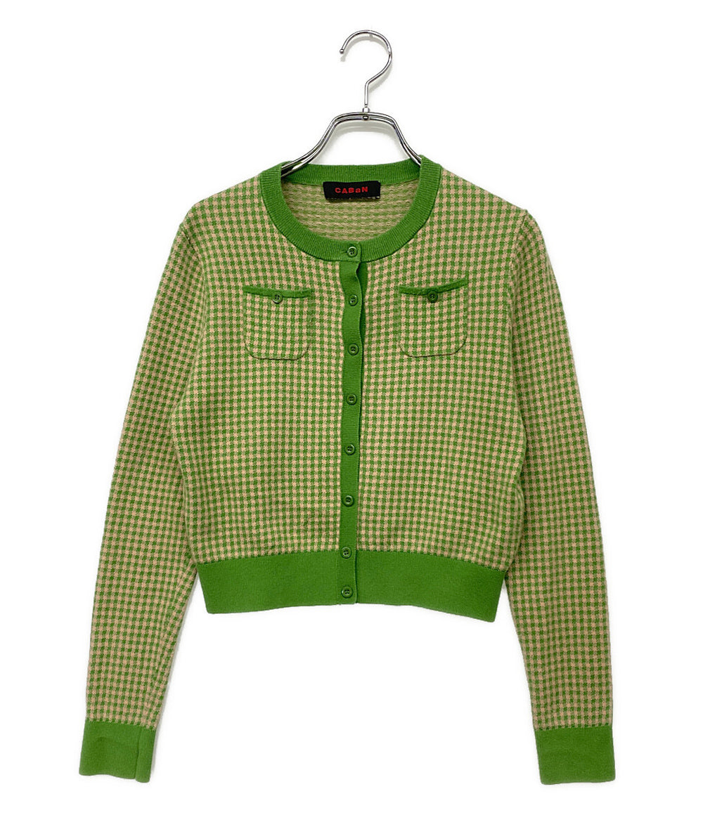 キャバン カーディガン コットンカシミヤ ギンガムチェック レディース SIZE F CABaN