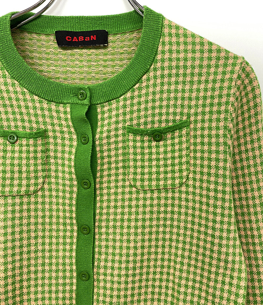 キャバン カーディガン コットンカシミヤ ギンガムチェック レディース SIZE F CABaN
