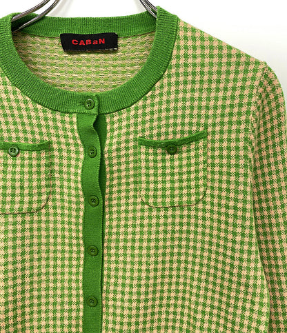 キャバン カーディガン コットンカシミヤ ギンガムチェック レディース SIZE F CABaN