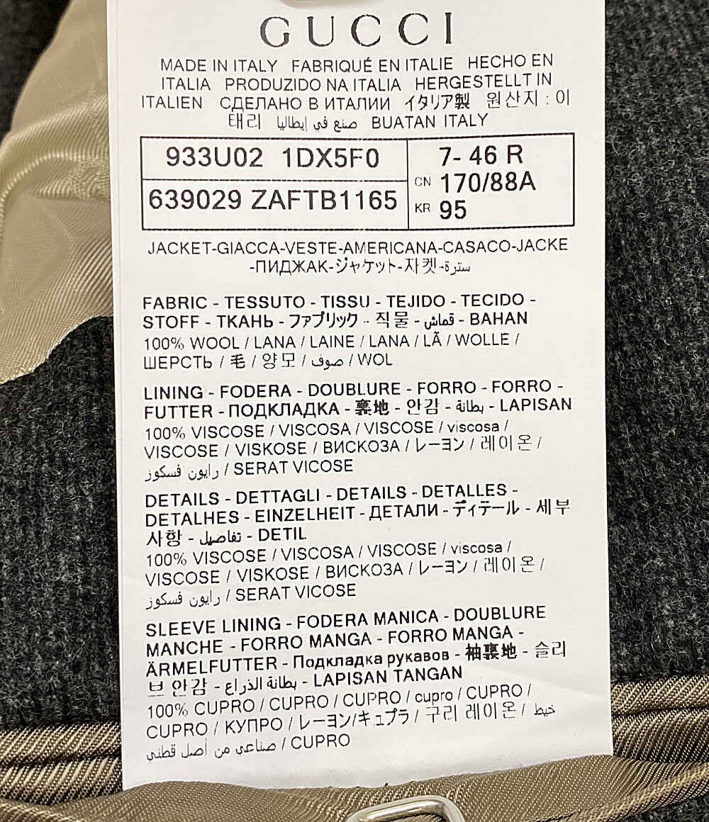 GUCCI テーラードジャケット ウール グレー メンズ SIZE 7-46R グッチ