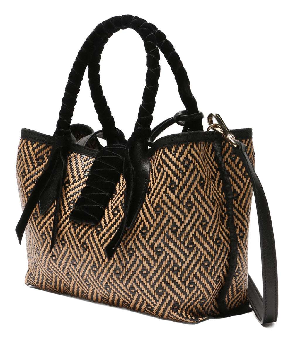 ジミーチュウ 2way カゴバッグ ラフィア マリアン ベロア