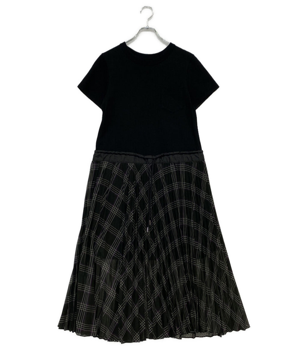sacai 半袖ワンピース グレンチェック ブラック 22-05992 レディース SIZE 1 サカイ